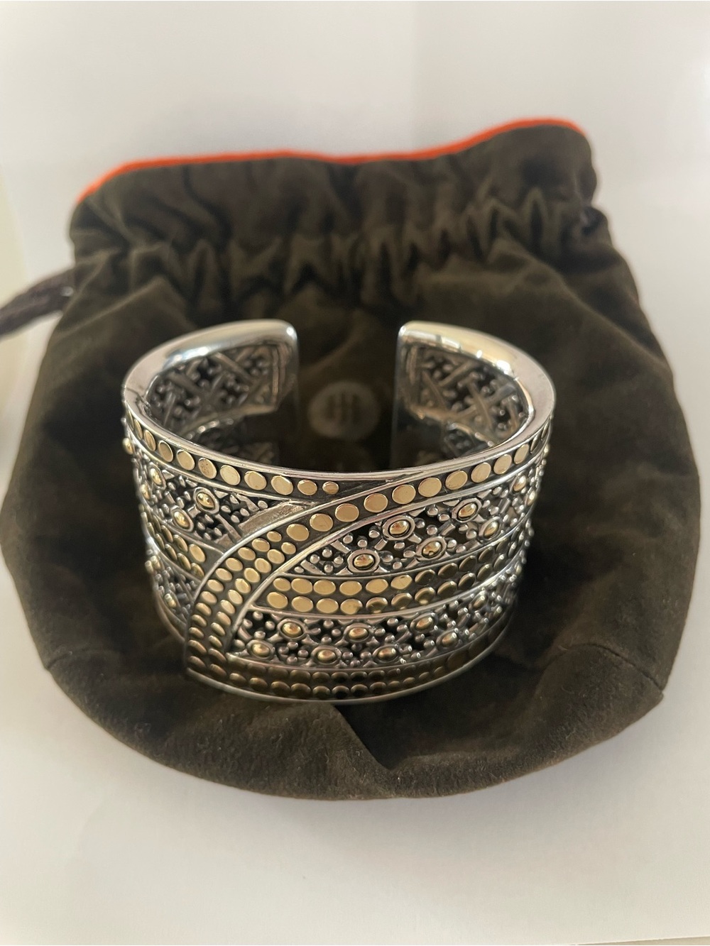 John Hardy Wide Dot Jaisalmer Kick Cuff Bracelet